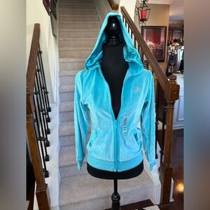 Turquoise Velour Hoodie